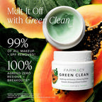 Buy now Farmacy Makeup Remover Cleansing Balm - Green Clean Waterproof Makeup Remover + Oil Based Cleanser - Gentle Exfoliating Double Cleanser - Melts From Balm to Milky Lather (100ml) at indiglob india