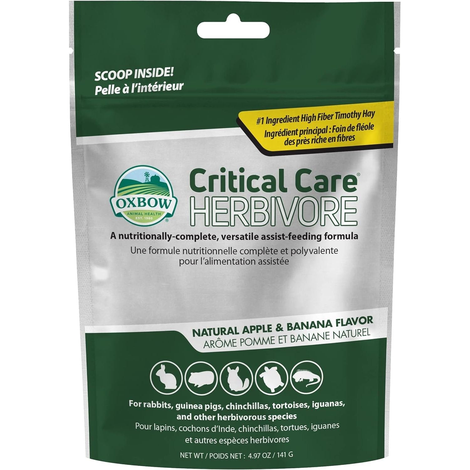 Buy now Oxbow Critical Care Herbivore, Emergency Guinea Pig Food, Rabbit Food for Recovery, Natural Apple Banana Flavor, Veterinary Formula, Critical Care for Guinea Pig Emergency Kit, Made in USA, 141 Grams 4.97 Ounce (Pack of 1) Apple & Banana at indiglob india