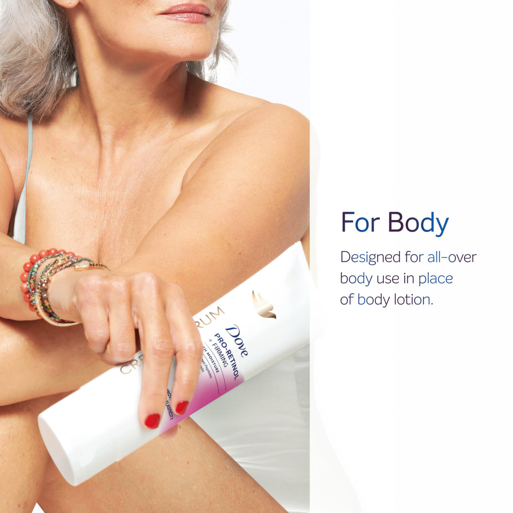 Dove Body Cream Serum Pro-Retinol + Firming Lotion for Firmness 8oz | Hydrating Lotion for Elasticity, with Collagen Peptides, Niacinamide and Antioxidants, Lightweight formula