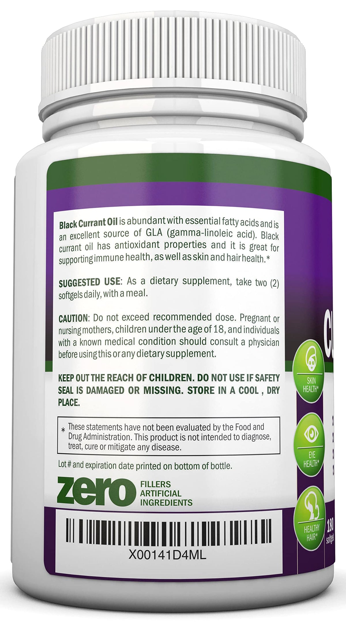 Black Currant Oil - 1000 Mg - 180 Softgels - Cold-Pressed Pure Black Currant Seed Oil - Hexane Free - 140mg GLA Per Serving - Regulates Hormonal Balance - Great For Immune System, Hair and Skin