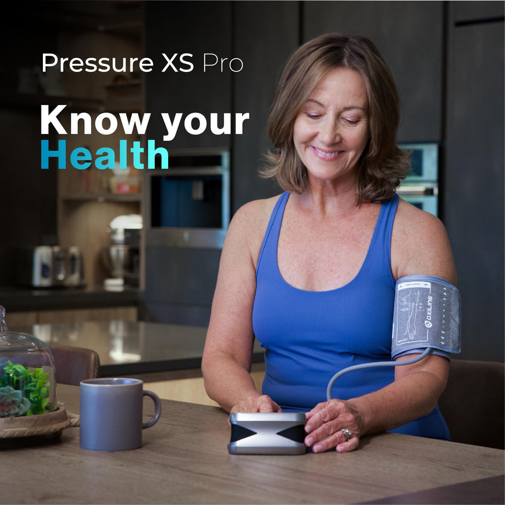 Pressure XS Pro Bluetooth Blood Pressure Monitor, Upper Arm BP Cuff 22–42 cm, Accurate Automatic Digital Systolic/Diastolic, Large Display, Mobile App Compatible for iOS & Android Devices