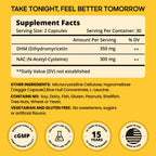 WELESSENTIALS DHM with NAC - 650mg x 60 Capsules - 300mg N-Acetyl-Cysteine, 350mg Dihydromyricetin - Max Strength Dietary Supplement for Liver Support, Hydration