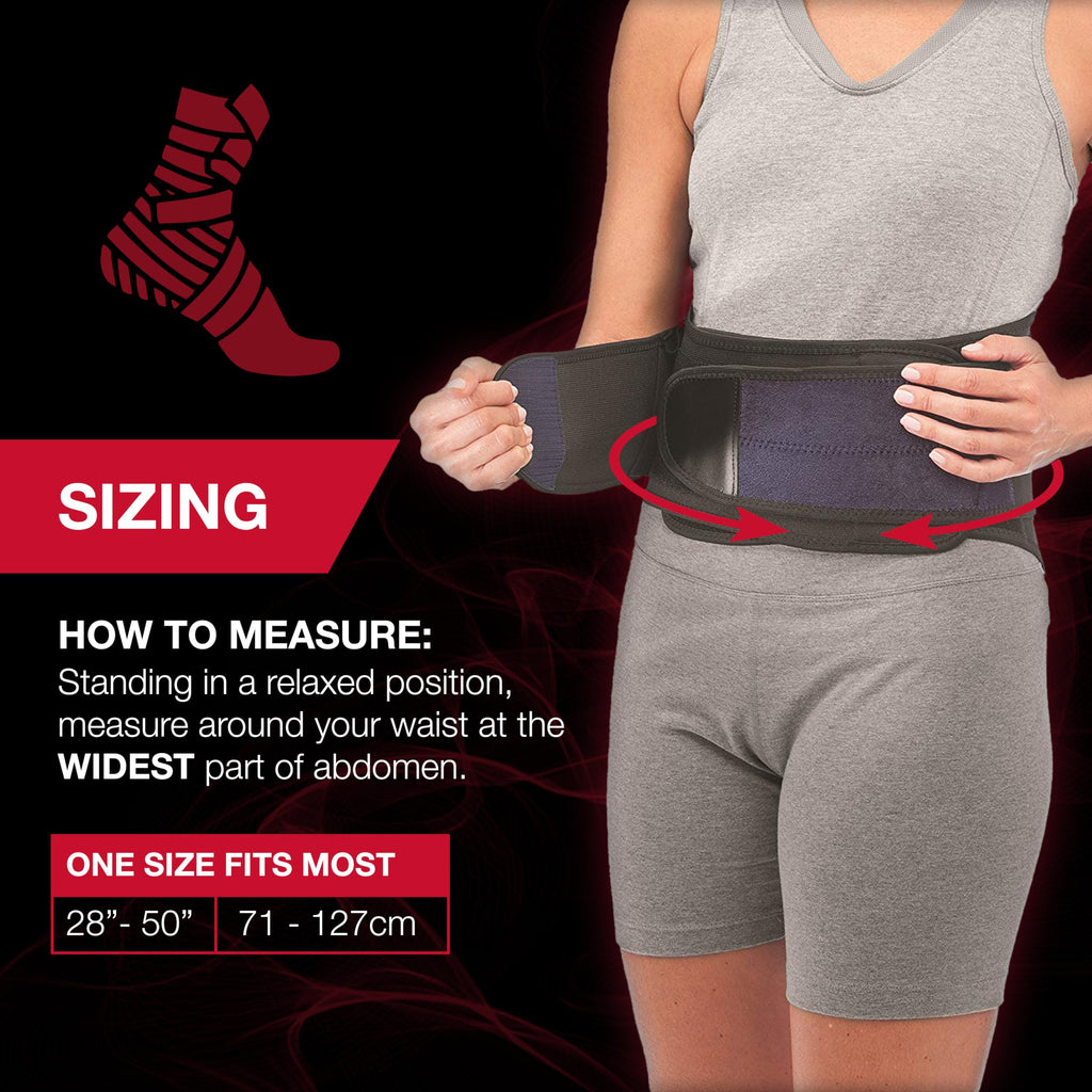 MUELLER Sports Medicine Adjustable Lumbar Back Brace, Lower Back Pain Relief and Support Belt for Men and Women, Black, One Size Fits Most