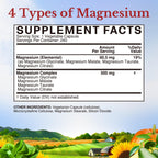 Vitalitown Magnesium Complex Supplement 500mg - NSF Certified Magnesium Glycinate, Malate, Taurate & Citrate - Chelated High Absorption & Gentle on Stomach - Vegan Non-GMO 240 Capsules
