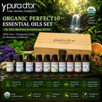 PURA D'OR Organic Perfect10 Essential Oils Aromatherapy Box Set, 10mL x10