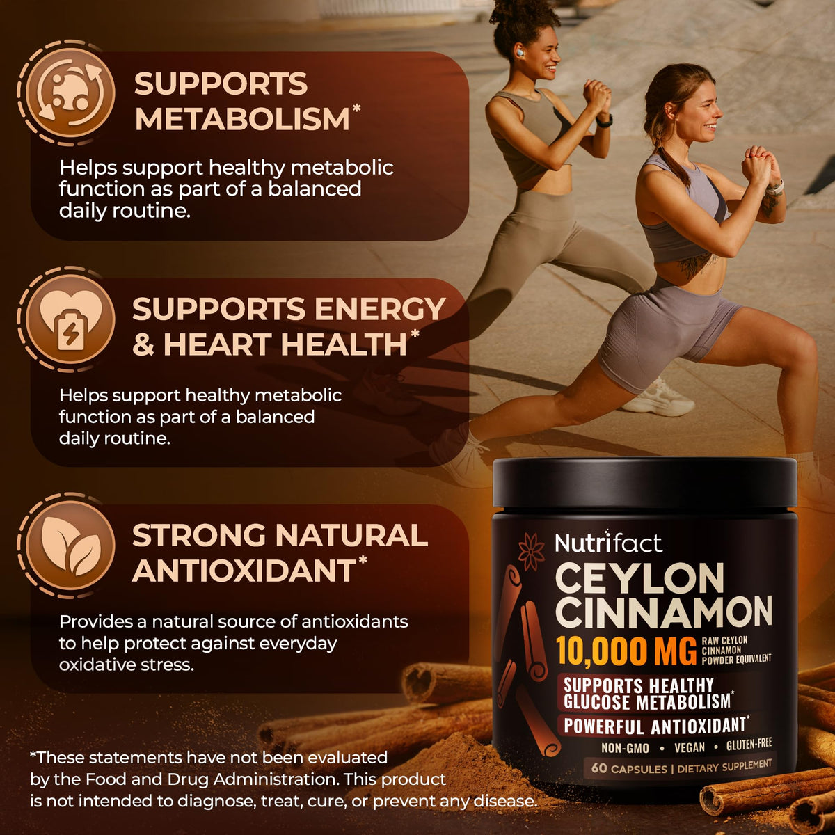 Ceylon Cinnamon Capsules 500mg, Vegan Cinnamon Supplements – 60 Caps