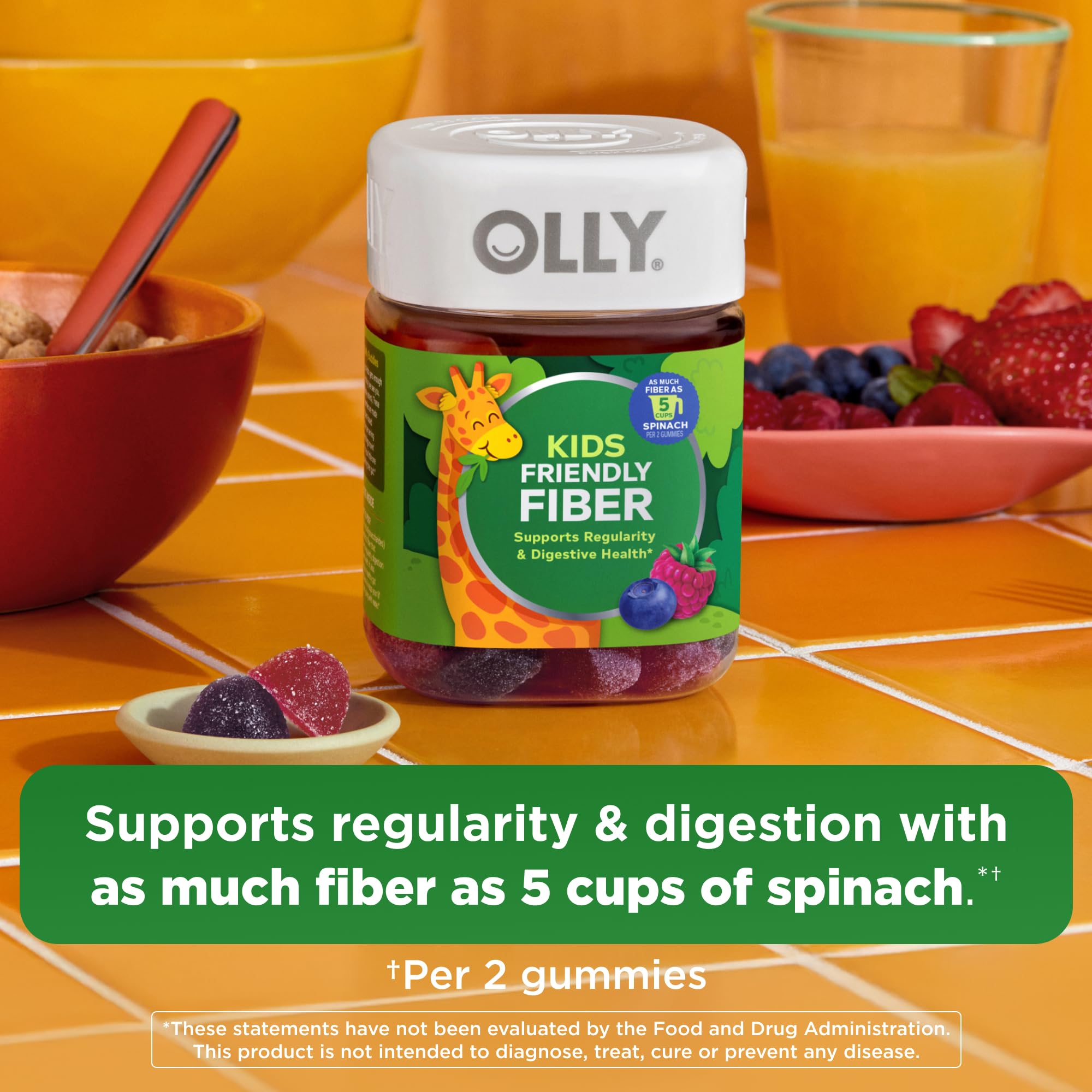 OLLY Kids Friendly Fiber Gummy, Digestion Support* Dietary Fiber - 50 Count