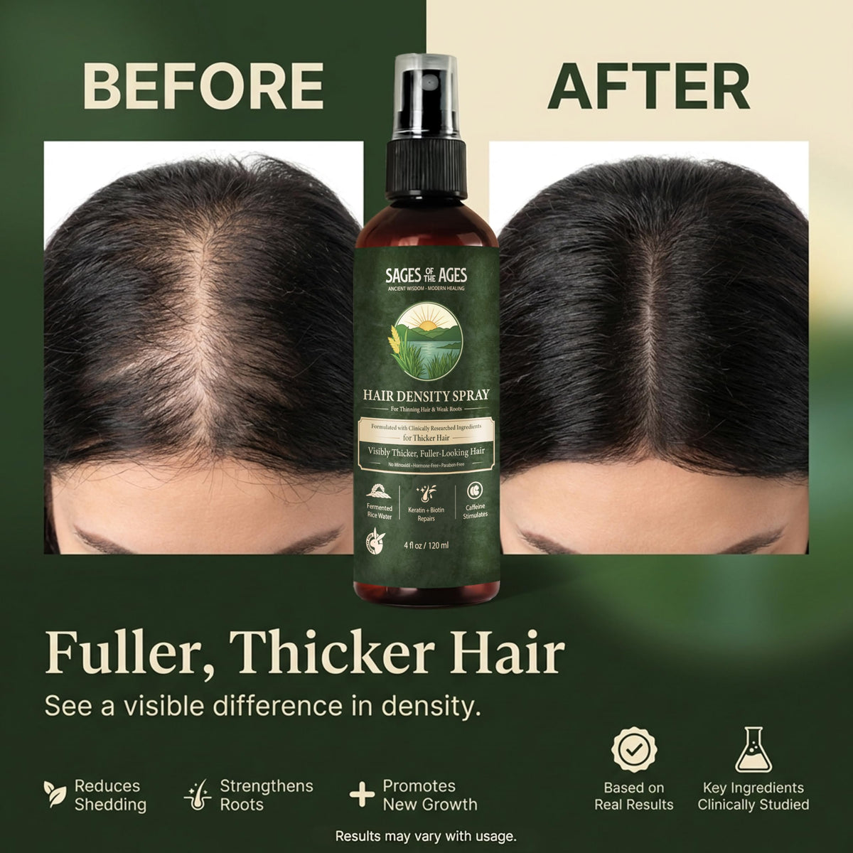 Fermented Rice Water Hair Growth Spray with Rosemary, Keratin, Biotin – Helps Thicken & Strengthen, Hydrating Leave-In Mist for Thinning Strands, Lightweight Daily Spray for Women & Men – 4oz