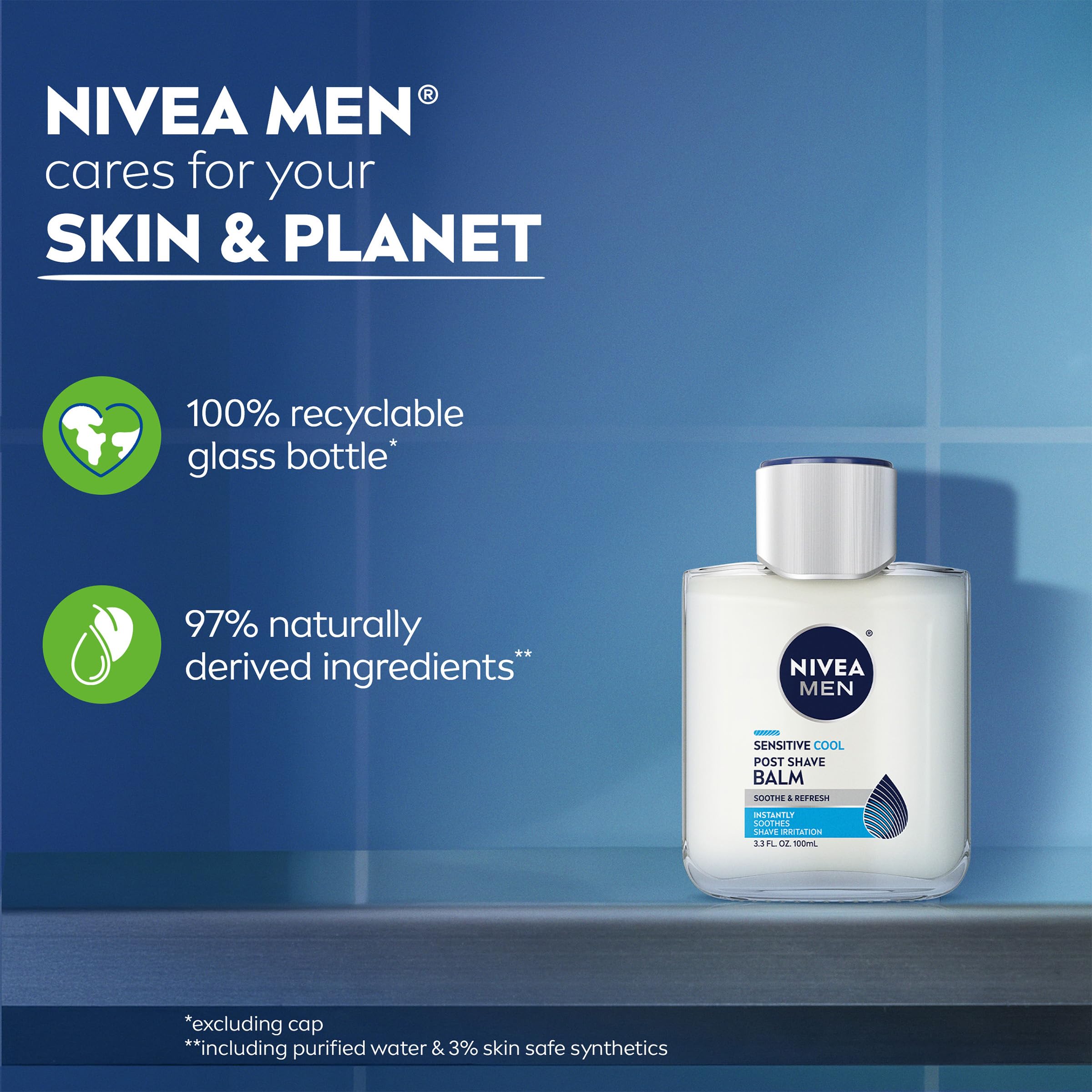 Buy now NIVEA MEN Sensitive Cool Post Shave Balm, Enriched with Chamomile and Seaweed Extracts, Alcohol Free After Shave Balm for Men, 3.3 Fl Oz Bottle, Pack of 3 at indiglob india