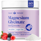 Magnesium Glycinate Powder + L Theanine, 60 Servings, 300mg, Peach Mango | Support Restful Sleep & Relaxation, Sugar-Free High Absorption Magnesium Powder, Calming Drink Mix, Chelated Magnesium Powder