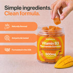 kindnature Vitamin B3 Niacinamide Gummies 500mg – Flush-Free Niacin Supplement – Supports Skin, Energy & Nervous System Wellness – Vegan, Gluten-Free, Soy-Free – 90 Gummies