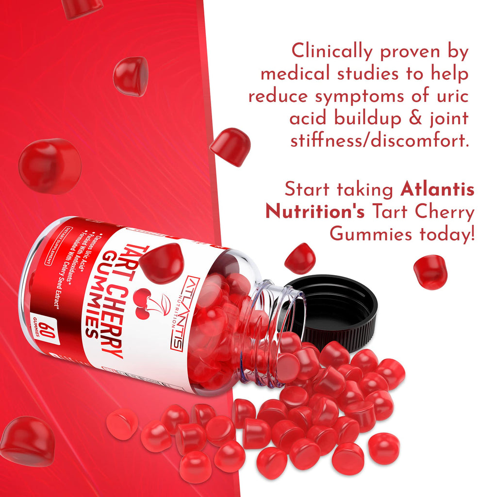 Tart Cherry Gummies with Celery Seed Extract - Advanced Uric Acid Cleanse for Immediate Relief | Joint Relief & Recovery | Powerful Antioxidant with Joint Support - 60 Gummies