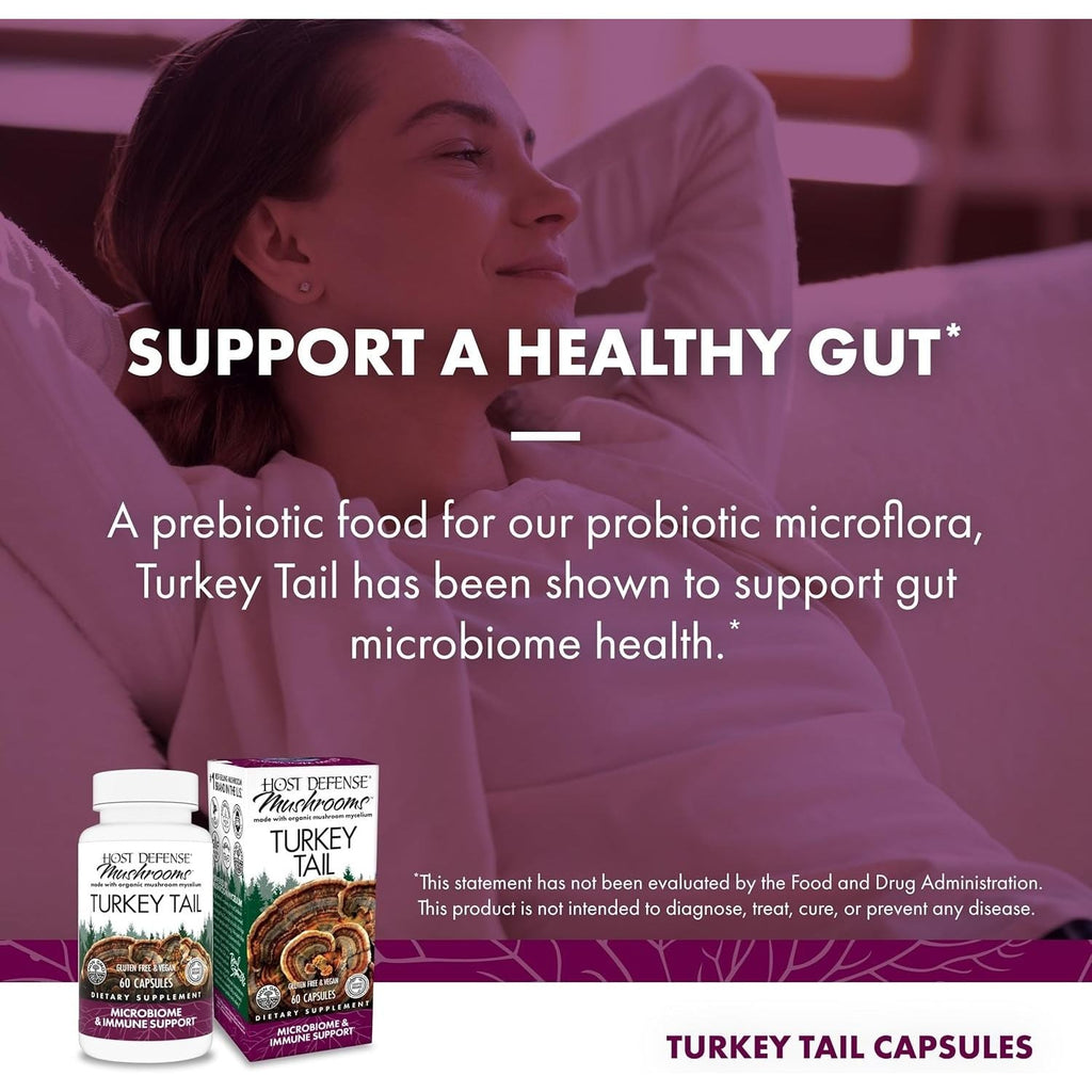 Buy now Host Defense Turkey Tail Capsules - Digestive Health & Immune Response Support Supplement - Mushroom Supplement for Gastrointestinal & Gut Microbiome Support - 60 Capsules (30 Servings)* at indiglob india