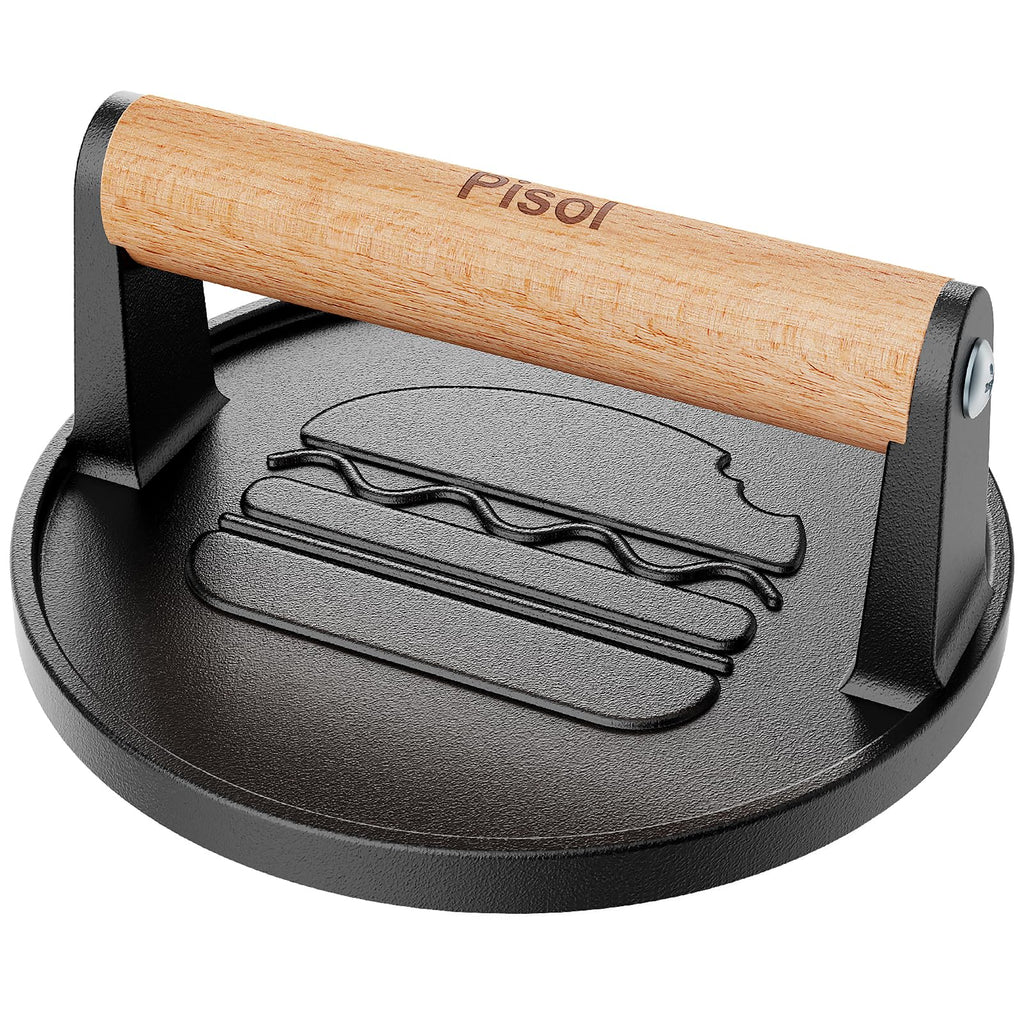 Pisol Smash Burger Press, Cast Iron Steak Weight Meat Patty Press Tool