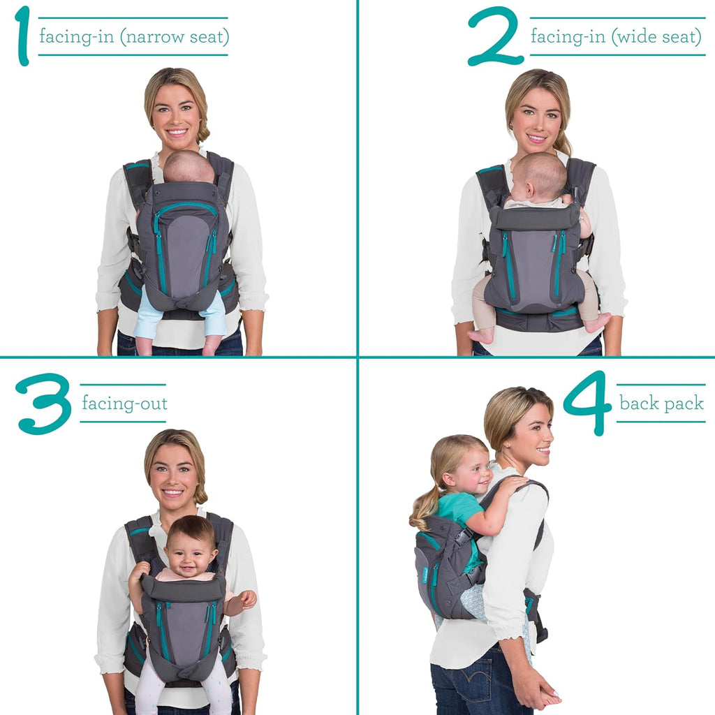 Buy now Infantino Carry On Baby Carrier, Ergonomic Multi-Pocket Baby Carrier for Newborn to Toddler 8-40 lbs with Padded Straps, Lumbar Belt Storage, Registry Essential, Gray at indiglob india