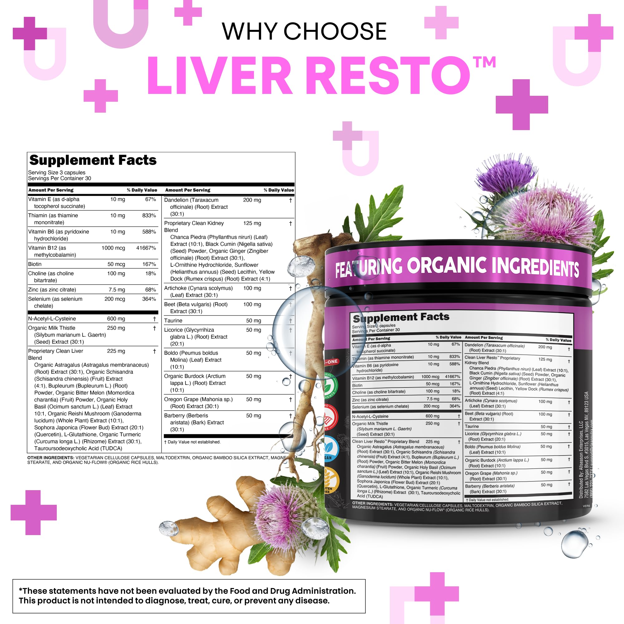 Clean Nutraceuticals Liver Cleanse Detox & Repair | Milk Thistle Supplement + NAC, TUDCA, Dandelion Root, Artichoke, Choline, Ginger, Beet Root, Burdock, Taurine, Liver Support 90 Capsules