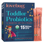 LOVEBUG Kids Probiotic Powder with Prebiotic Fiber - Toddler Immunity Support & Constipation Relief - USDA Organic Probiotics for Childrens Gut & Digestive Health (Ages 1-4) - 30 Pack (Unflavoured)