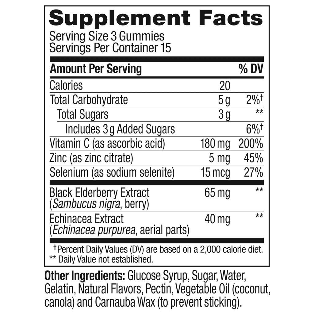 Olly Gummy Active Immunity+Elderberry, 45 Gummies (1 Pack), Berry Flavor