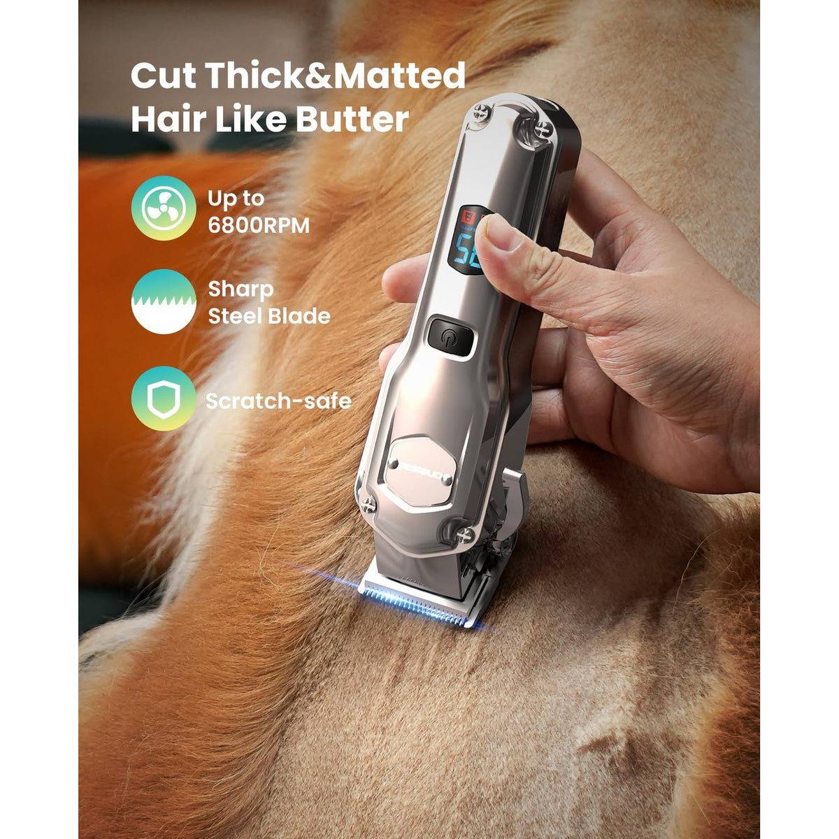 oneisall Dog Clippers for Grooming Thick/Matted Hair, 4-in-1 Grooming Kit