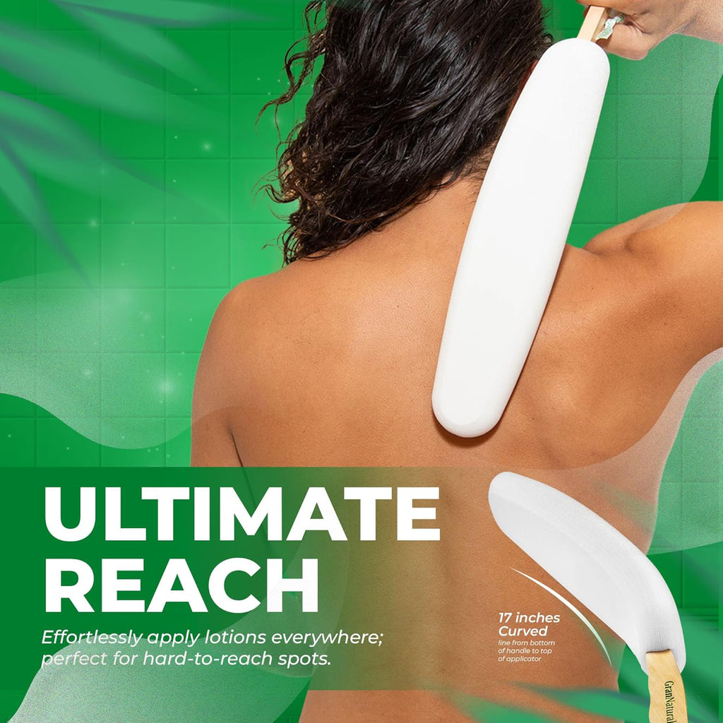 Buy now GranNaturals Lotion Applicator for your Back, Feet, and Legs - Sunscreen Applicator - Long Curved Easy Reach Body Brush for Suntan, Sunless Self-Tanning, Skin Cream, Acne, Body Wash - Elderly Aid at indiglob india