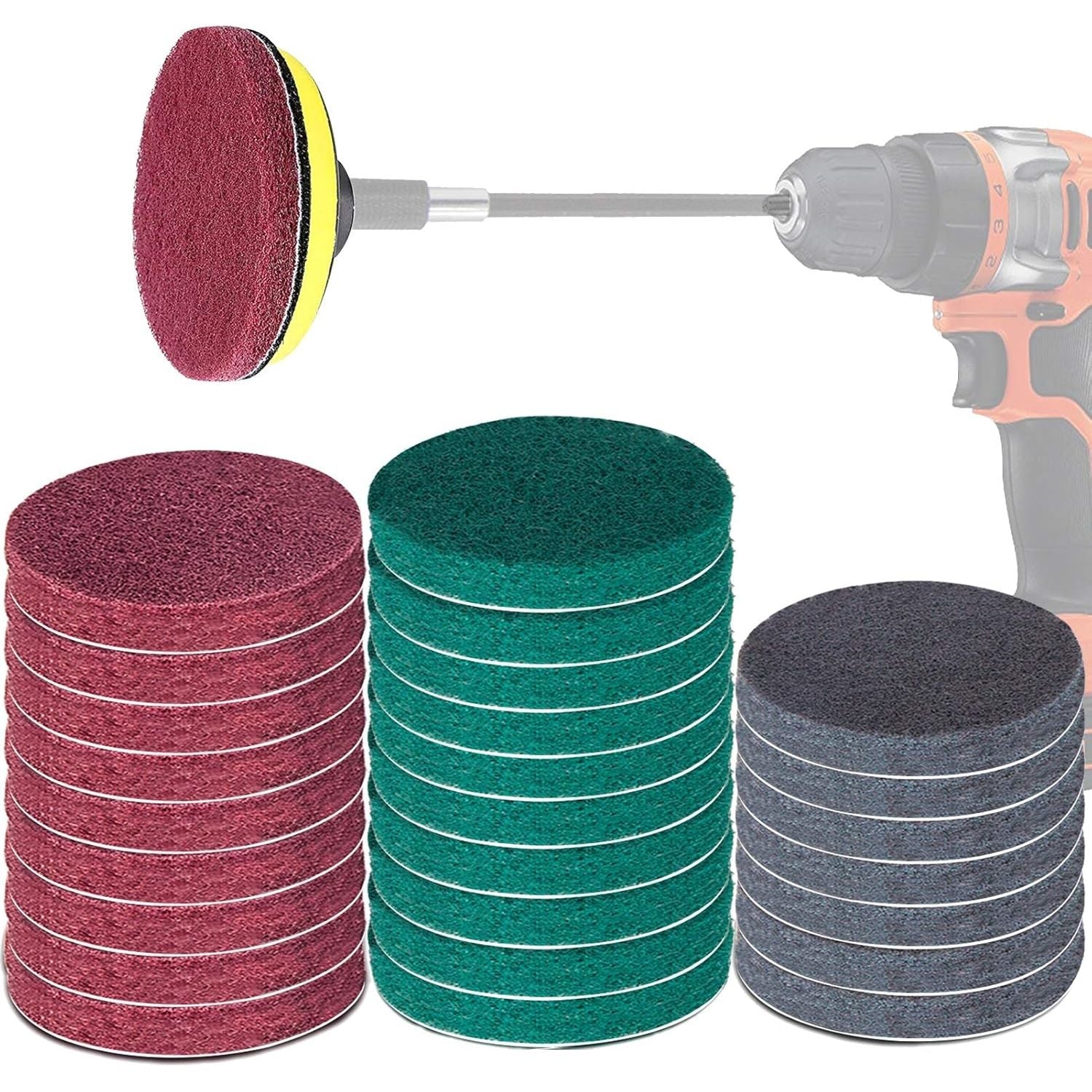 Buy now Power Scrubber Pads Drill Attachment, GOH DODD 26 Pieces 4 Inch Headlight Restoration Kit Drill Brush Scouring Cleaning Pads for Kitchen, Bathroom, Grout, Carpet, Shower, Tub, Grill,Tile, Sanding 5 Inch 30 Pieces at indiglob india
