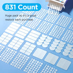 7 Sizes 831 Counts Pimple Patches Variety Pack for Face, Back | Hydrocolloid, Large Blemish Patches for Body, Chin, Chest, Cheek, Shoulder, Neck, Forehead (Dot, Moon, Rectangular, Square)
