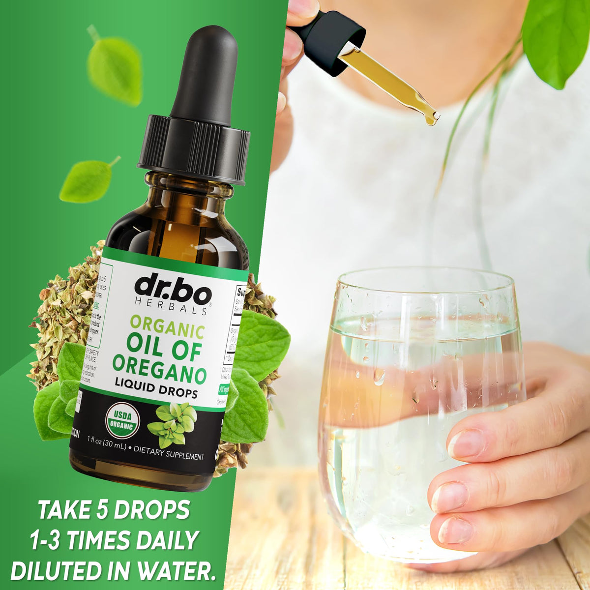 Oregano Oil Organic Liquid Drops - 6 Month Supply Organic Oil of Oregano Drops Liquid Tincture Extract, Cleanse, Detox, Immune Support, Digestive Gut Health - Pure Vegan Non-GMO Herbal Tincture 1 oz
