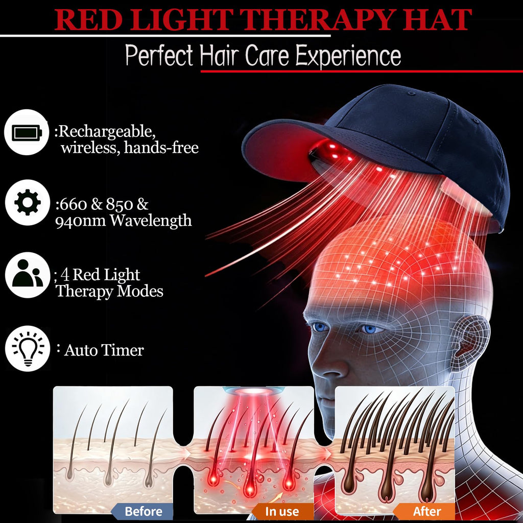 Red Light Therapy for Hair Cap, Hands-Free LLLT Laser Hair Growth Cap, Blue