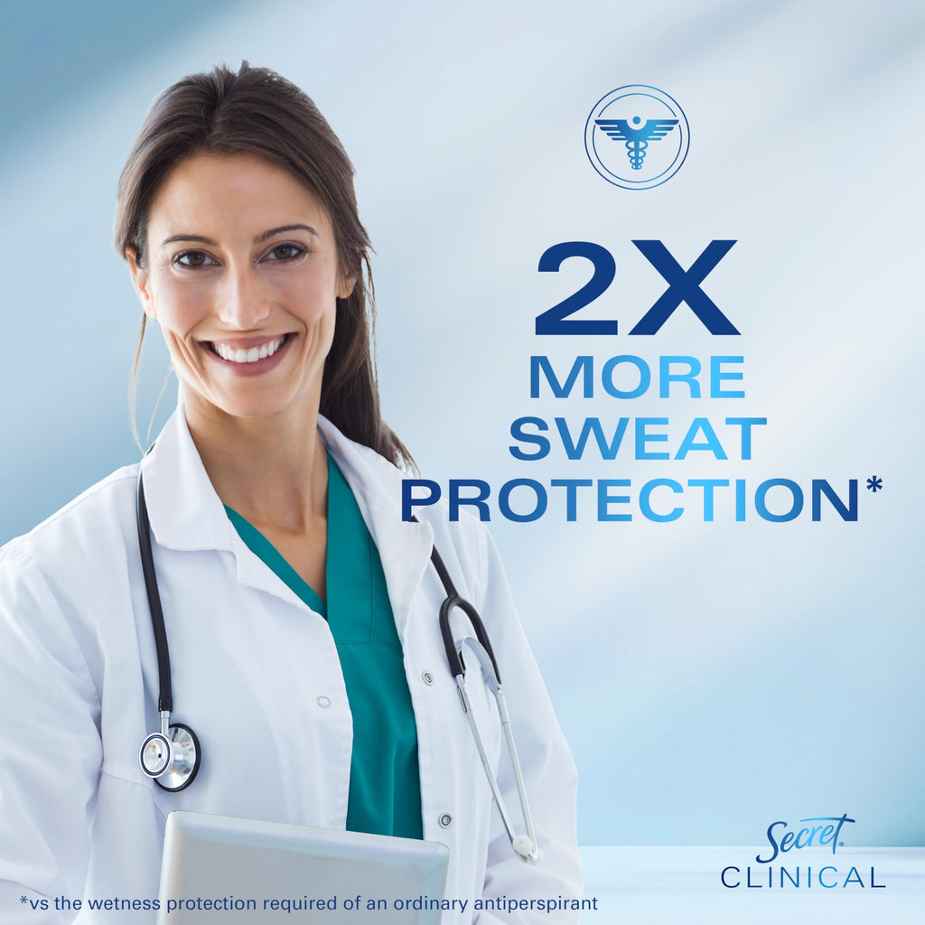 Secret Clinical Strength Dry Spray Antiperspirant Deodorant for Women, 3X Stress Protection, 72hr Sweat & Odor Protection, PH Balancing Minerals, Completely Clean Scent, 3.8 oz