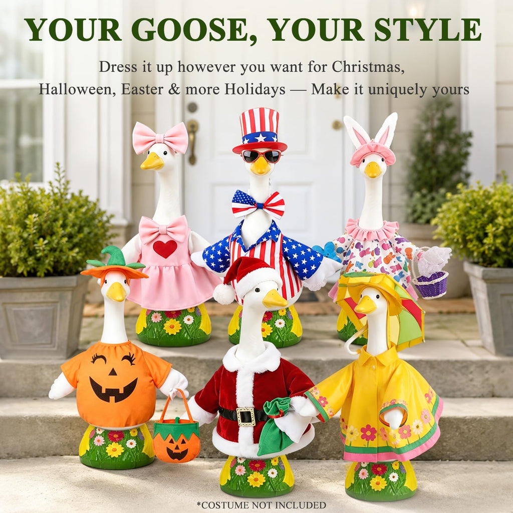 23 Inch Large Porch Goose Statue - PE Plastic Outdoor Goose Decor for Lawn, Yard, & Garden Decoration, Unique Housewarming Birthday Graduation Gifts for Women Mom Grandma