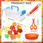 147 Pcs Fine Motor Toys Counting Sorting Fall Decorations, Sensory Bin Filler, 135 Acrylic Fall Leaves Pumpkin 4 Tweezers 2 Scissors Clips 5 Cups Storage Box for Fall, Autumn Thanksgiving Decor