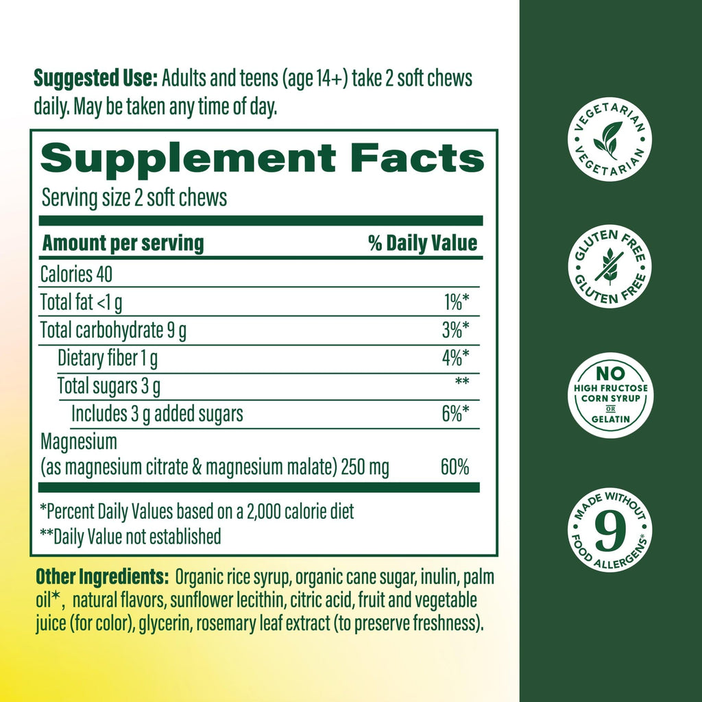 MegaFood Relax + Calm Magnesium Complex, Grape, 30 Soft Chews | Doctor Formulated, Magnesium Citrate & Malate for Heart Health & Muscle Tension, Teens 14+ & Adults, Vegetarian, 15 Servings
