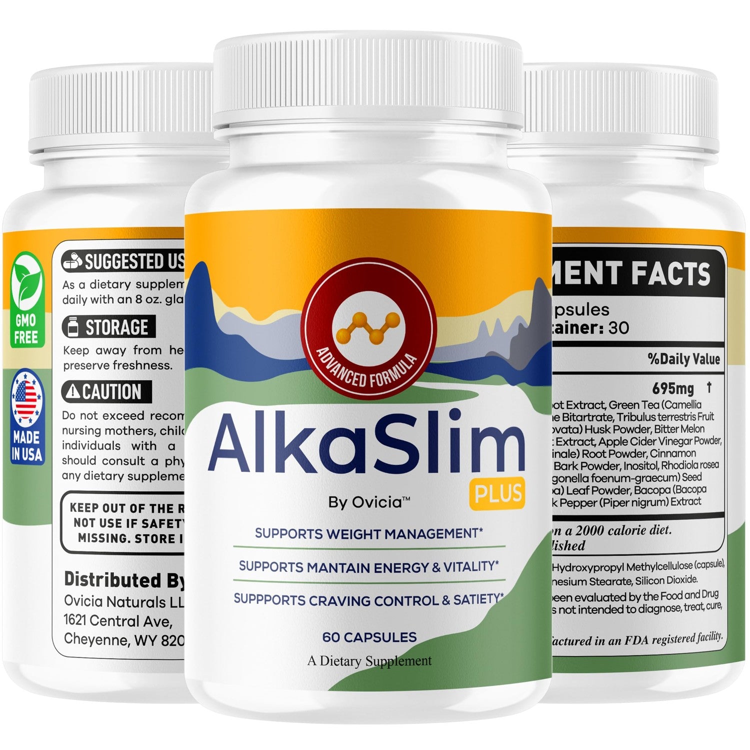 Alka Slim Plus Capsules - Official AlkaSlim Plus Advanced Formula with All Natural Ingredients, Premium Pills Maximum Strength for Wellness & Overall Health Support, 60 Capsules for 1 Month