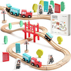 Buy now Tiny Land Wooden Train Set for Toddler - 39 Pcs- with Wooden Tracks Compatible with Major Brands - Expandable, Changeable-Train Toy for 3 4 5 Years Old Girls & Boys 39pcs Wooden Train Set at indiglob india