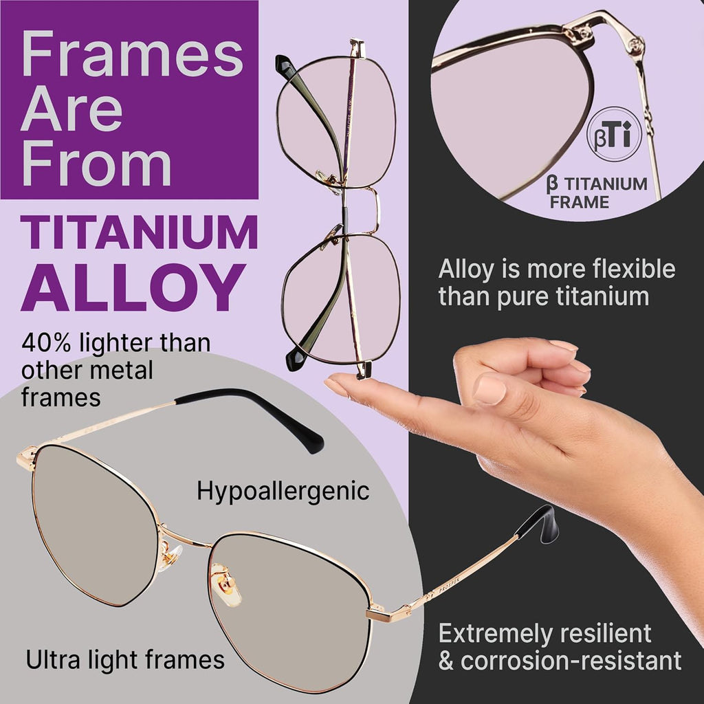 Buy now Prospek Blue Light Blocking Glasses for Women Oversized I Lightweight Titanium Frame for Computer with Anti-glare to Reduce Eyestrain I AURA at indiglob india