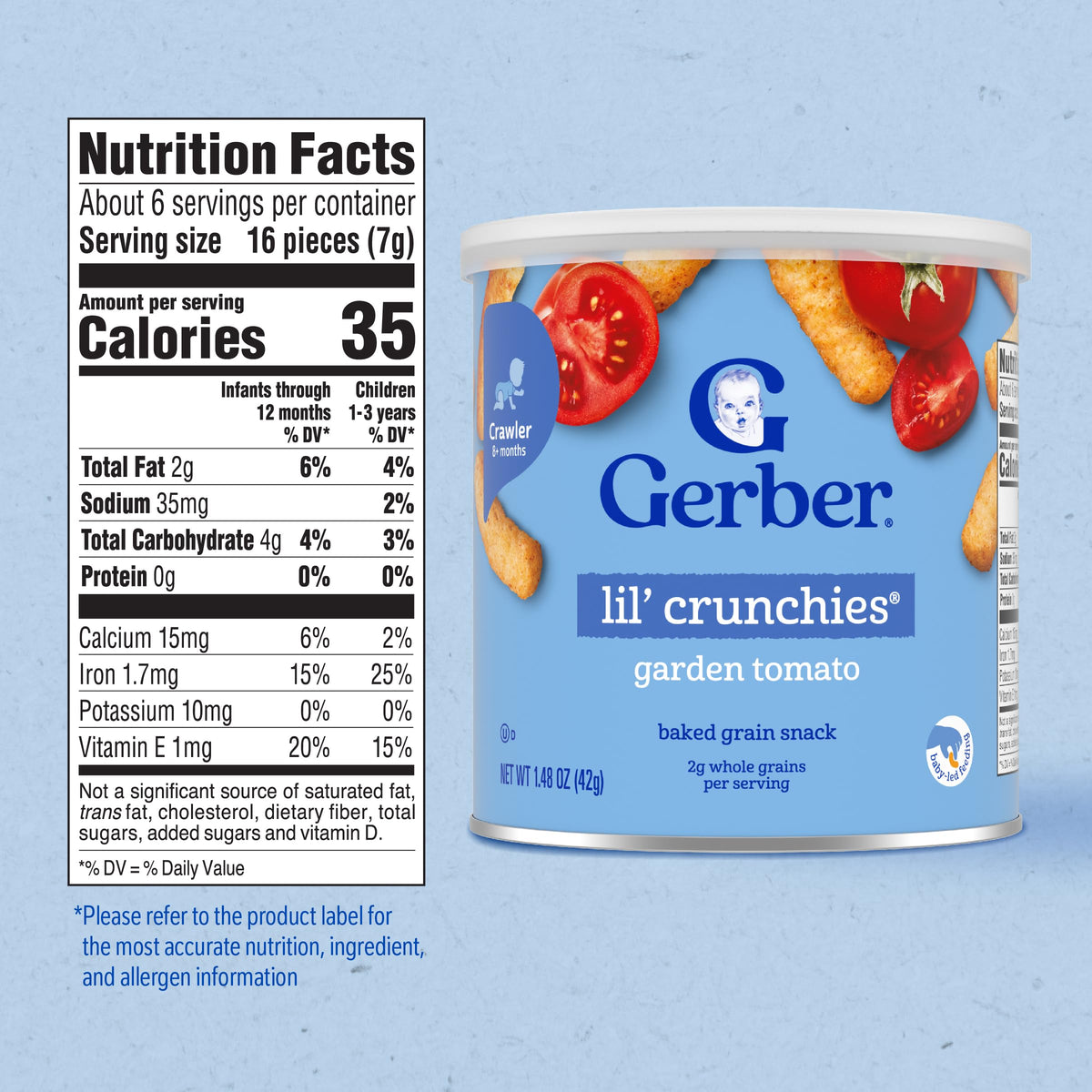 Gerber Stage 3 Garden Tomato Lil Crunchies Snack, 1.48 Oz, 6 Pack
