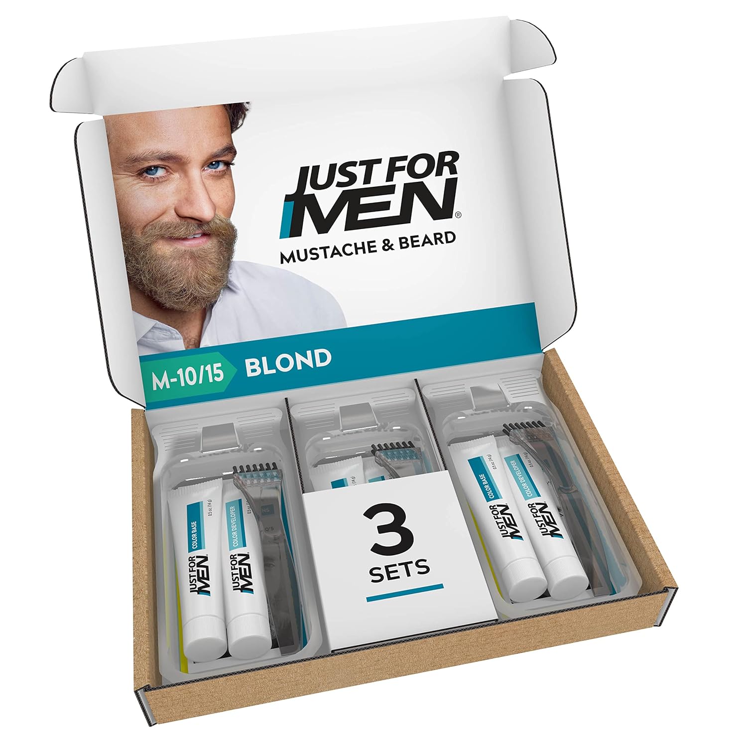 Buy now JUST FOR MEN Color Gel Mustache & Beard M-35 Medium Brown 1 ea Blond M-10 15 1 Count (Pack of 1) at indiglob india