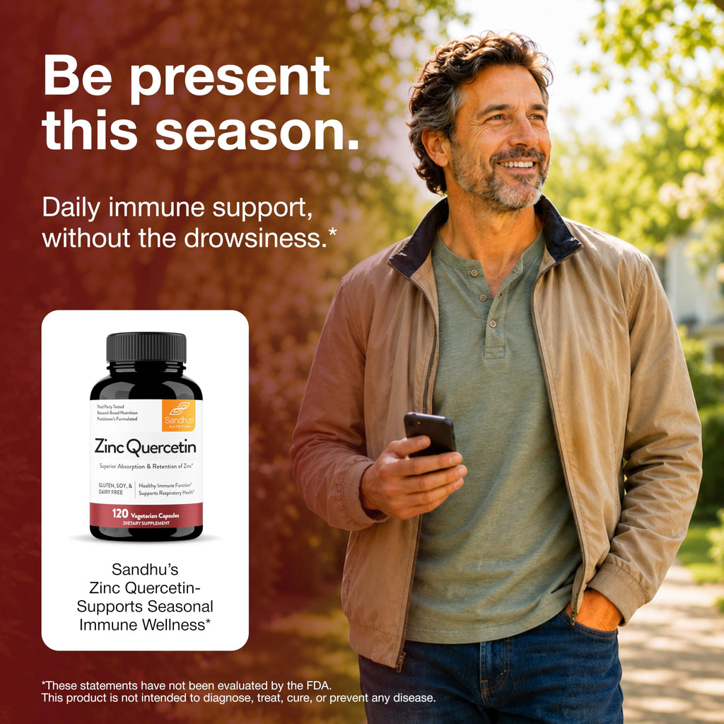 Zinc Quercetin Supplements 120 Vegetarian Capsules for Men & Women | Zink Supplement for Immune & Antioxidant Support cGMP Made in USA Pack of 1 By Sandhus
