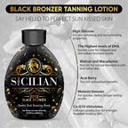 Buy now The Sicilian 200X Dark Black Bronzer Tanning Lotion - BEST for Glowing Skin - Gradual Bronzing & Sunless Self Tanner Lotion - Luxurious Sunless Body Tanning Lotion Nourishes Skin at indiglob india
