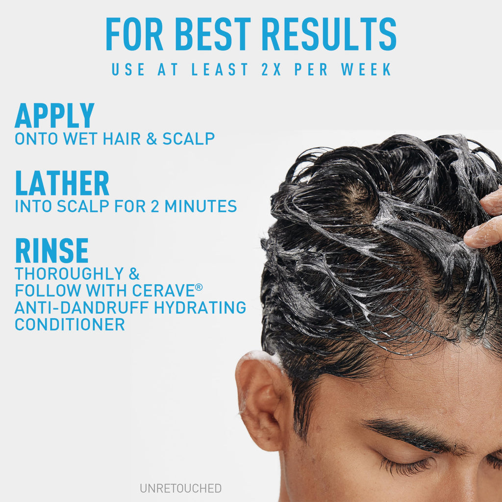 CeraVe Hydrating Anti Dandruff Shampoo, Itchy Scalp Treatment, 12oz | Helps Eliminate Flakes with 1% Pyrithione Zinc, Hyaluronic Acid, Niacinamide and Ceramides In A Sulfate Free Formula