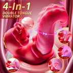 AAVibe Rose Sex Toys Vibrator for Women, 10 Licking Realistic Tongue, Red