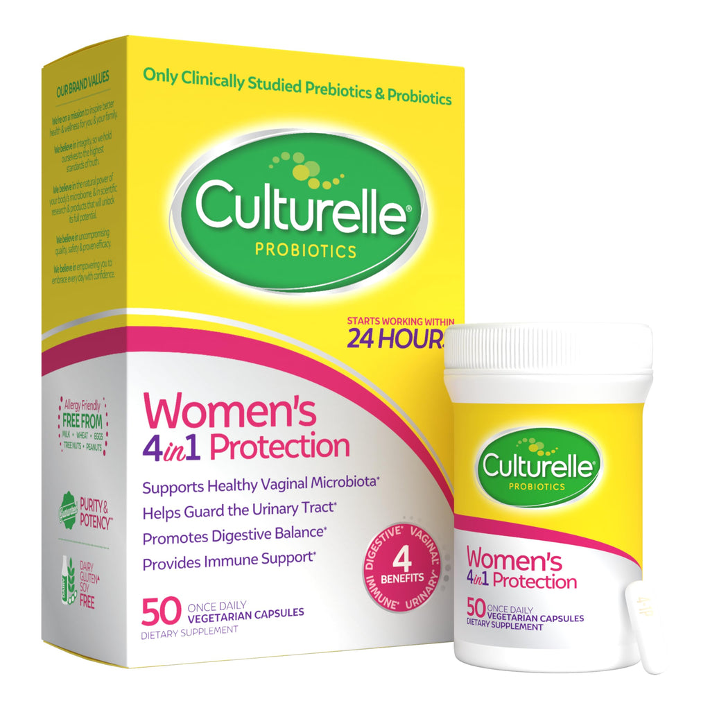 Culturelle Probiotics for Women with Prebiotics, 4-in-1 Benefits, 30 Count | 5 Strain Probiotic Blend, Vaginal, Urinary Tract, Digestive & Immune Plus Occasional Gas & Bloating Support*
