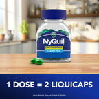 Buy now NyQuil Ultra Concentrated Cold and Flu Medicine, Nighttime, Relief for Cough, Sore Throat, Fever, Congestion, Easy to Swallow, Easy to Open Bottle, 48 LiquiCaps at indiglob india