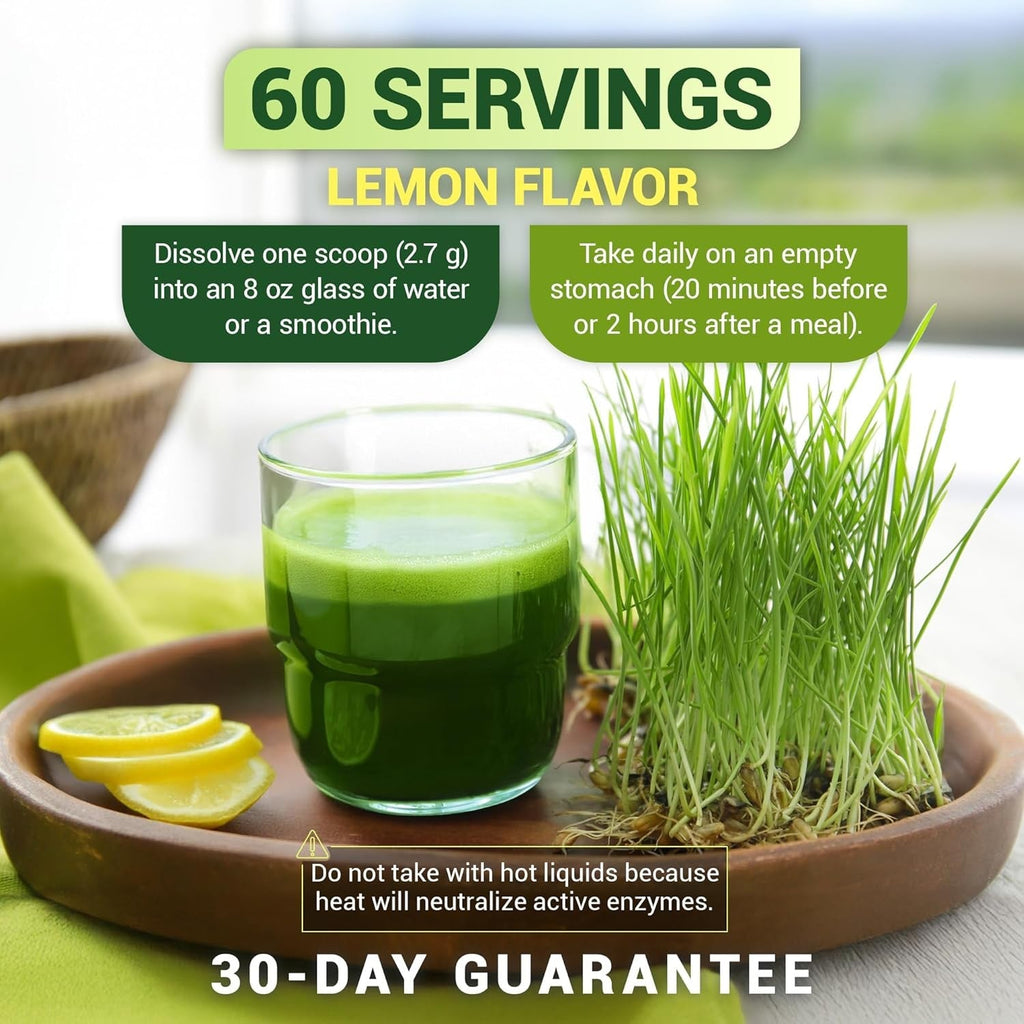 Buy now Dr. Berg USDA Certified Organic Green Powder Superfood (60 Servings) - Made with Raw Wheatgrass, Chlorophyll, Trace Minerals & Natural Enzymes - Non-GMO Green Superfood Powder - Lemon Flavor at indiglob india