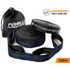 Foxelli XL Hammock Straps - Extra Long 20FT Heavy Duty No-Stretch Suspension System, 40+2 Loops, 2000 LBS Capacity, for Indoor/Outdoor Use – Set of 2 Straps & Carry Bag