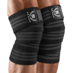Buy now Mava Sports Knee Wraps (Pair) for Men & Women | Ideal for Cross Training, WODs, Gym Workouts, Weightlifting, Fitness & Powerlifting | Knee Straps for Squats | 72" Compression & Elastic Support Black at indiglob india