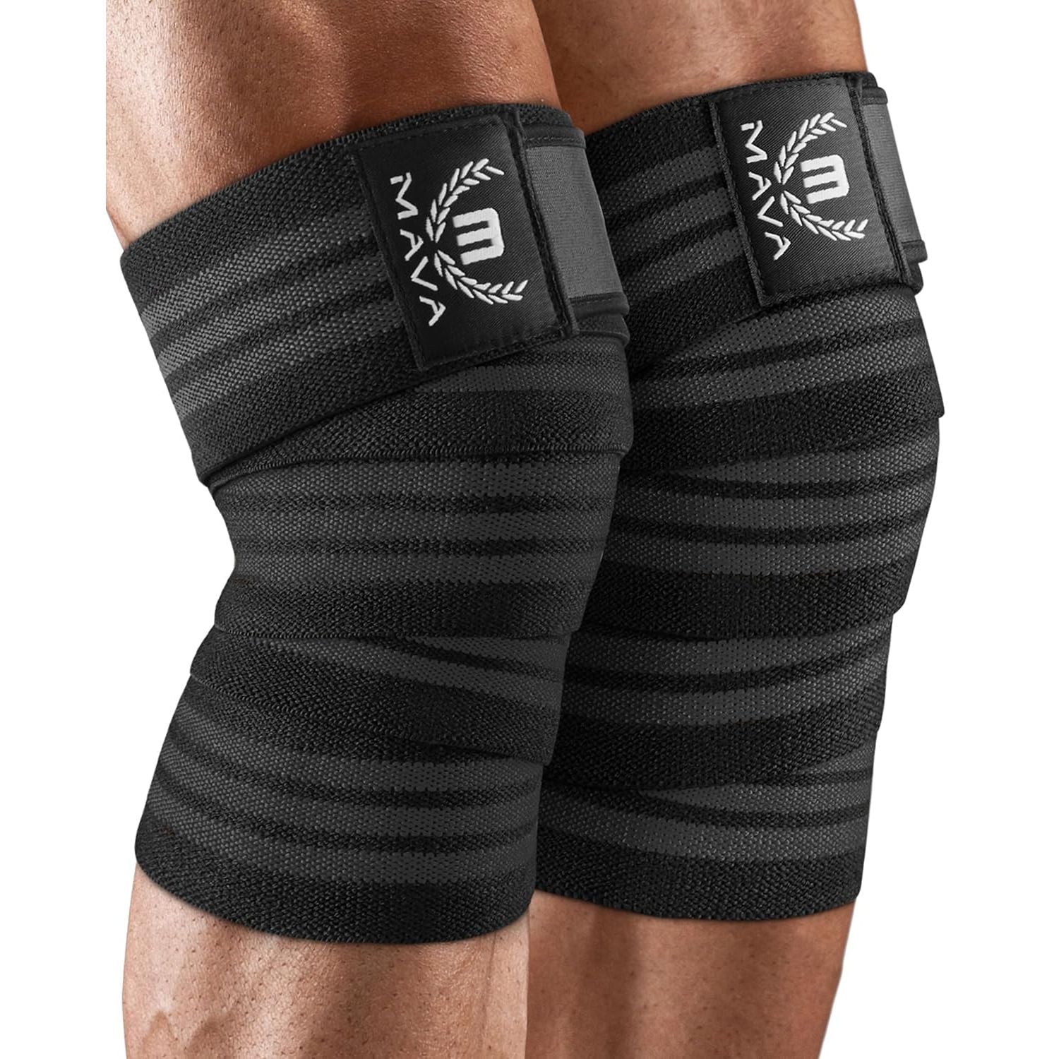 Buy now Mava Sports Knee Wraps (Pair) for Men & Women | Ideal for Cross Training, WODs, Gym Workouts, Weightlifting, Fitness & Powerlifting | Knee Straps for Squats | 72" Compression & Elastic Support Black at indiglob india