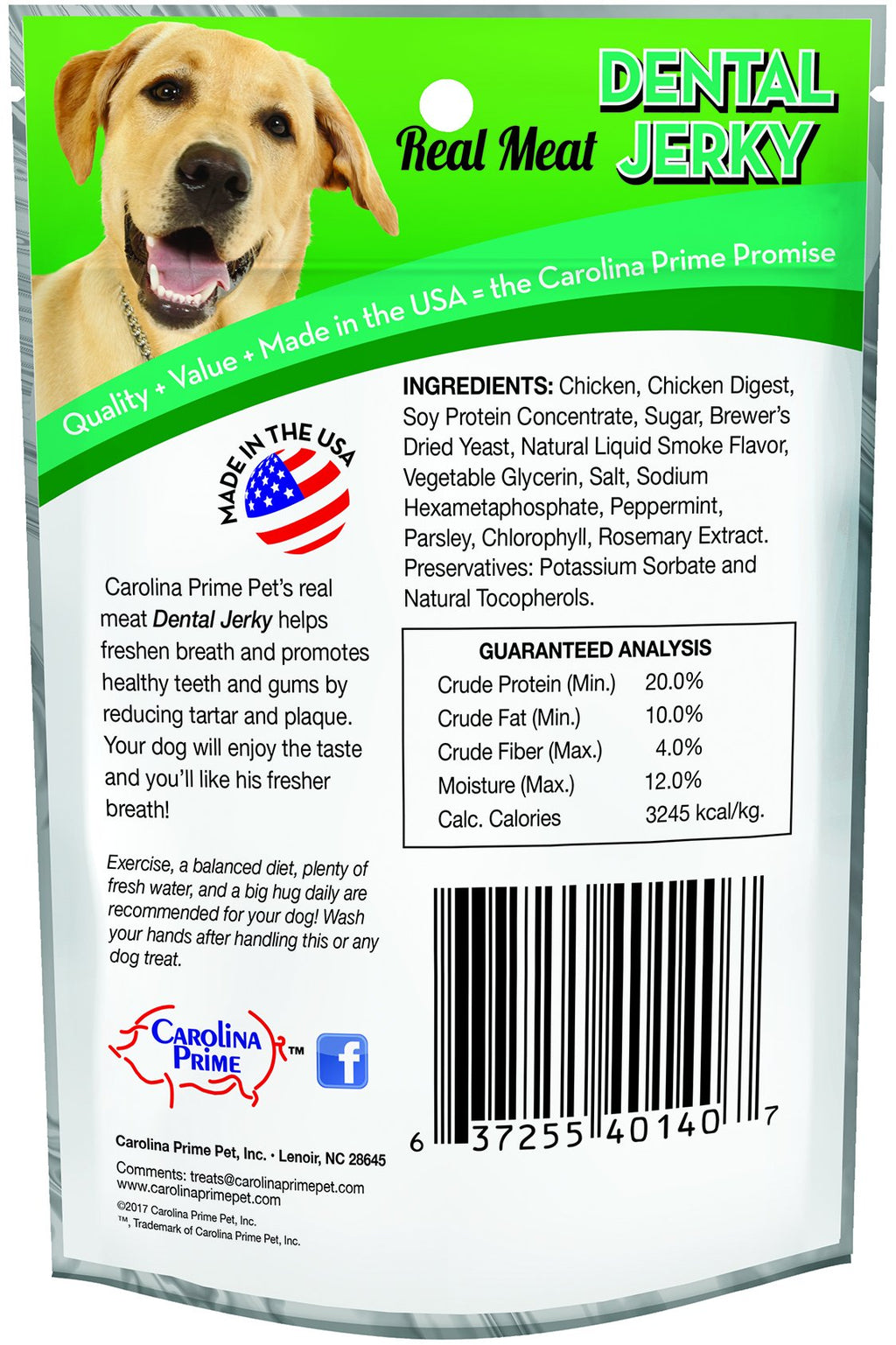Carolina Prime Pet 40141 Dental Jerky Treat For Dogs ( 1 Pouch), One Size
