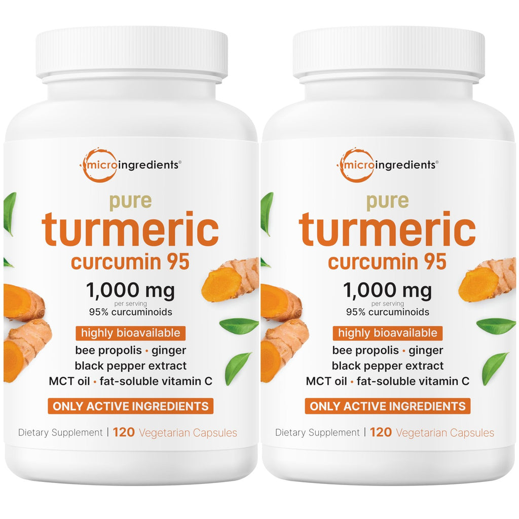 Micro Ingredients Turmeric Curcumin 1,000mg Per Serving, 120 Capsules | Turmeric Curcumin Supplement with 95% Curcuminoids, Black Pepper & Ginger. Filler Free, Non-GMO, Vegetarian, Gluten Free.