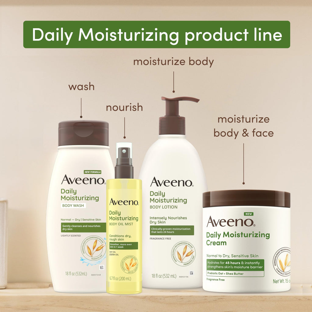Aveeno Daily Moisturizing Body Wash Refill Pouch, 36 fl. oz | For Sensitive Skin, Light Fragrance, Formulated with Prebiotic Oat, Gently Cleanses, Nourishes Dry Skin